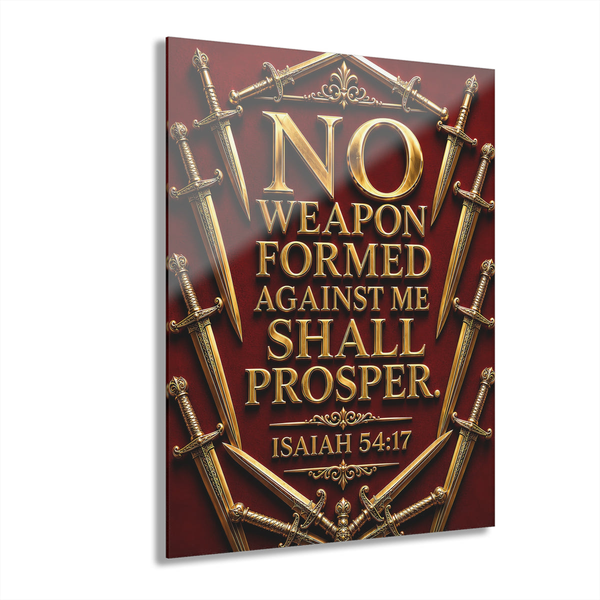 Acrylic Print - "No Weapon Formed Against Me Shall Prosper" (Isaiah 54:17) Christian Wall Art