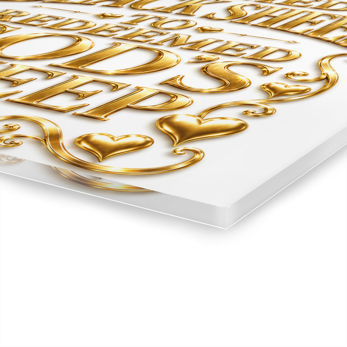 Acrylic Print – "From Deemed Black Sheep to Redeemed God's Sheep" (Gold Typography)