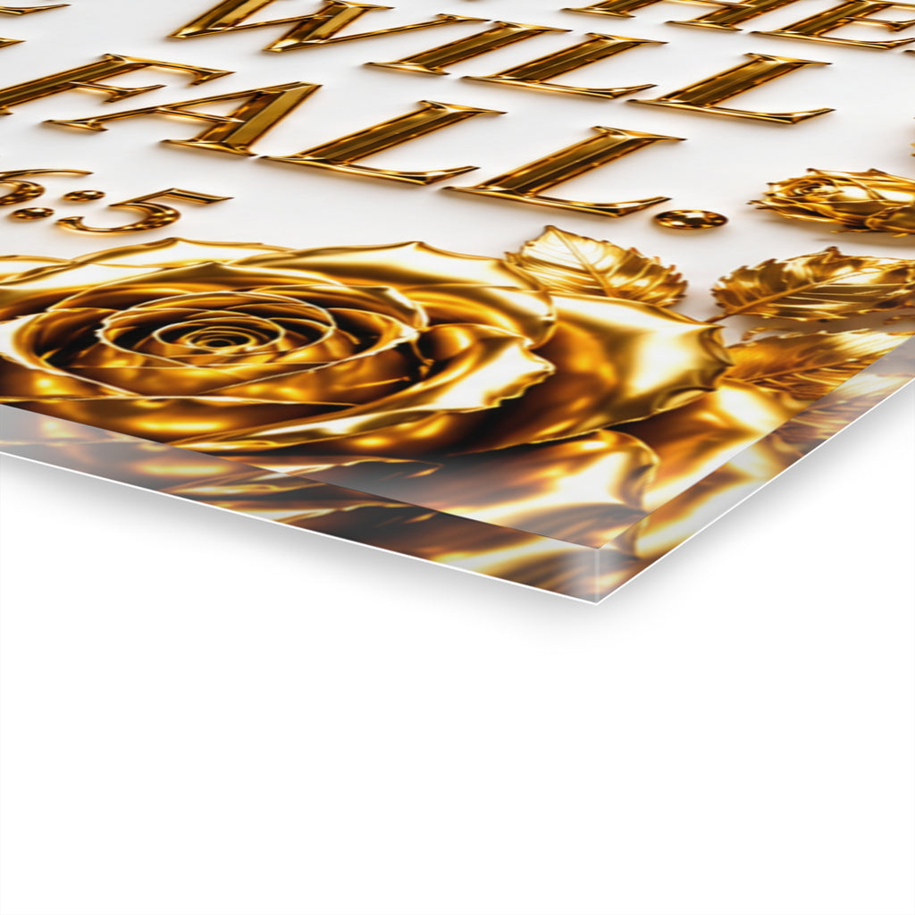 Acrylic Print – "God Is Within Her, She Will Not Fall" Psalm 46:5 (Gold Floral)
