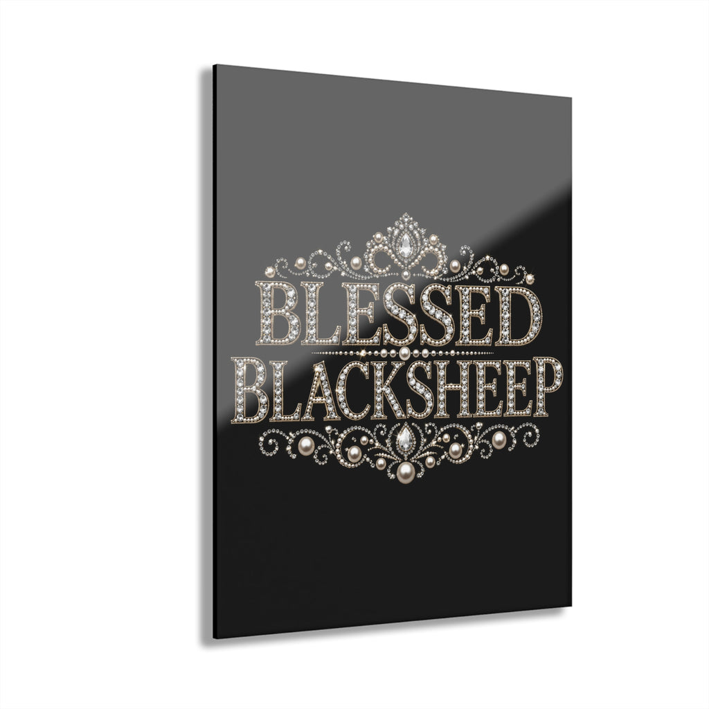 Acrylic Print — ‘Blessed Blacksheep’ Rhinestone Motif Wall Art