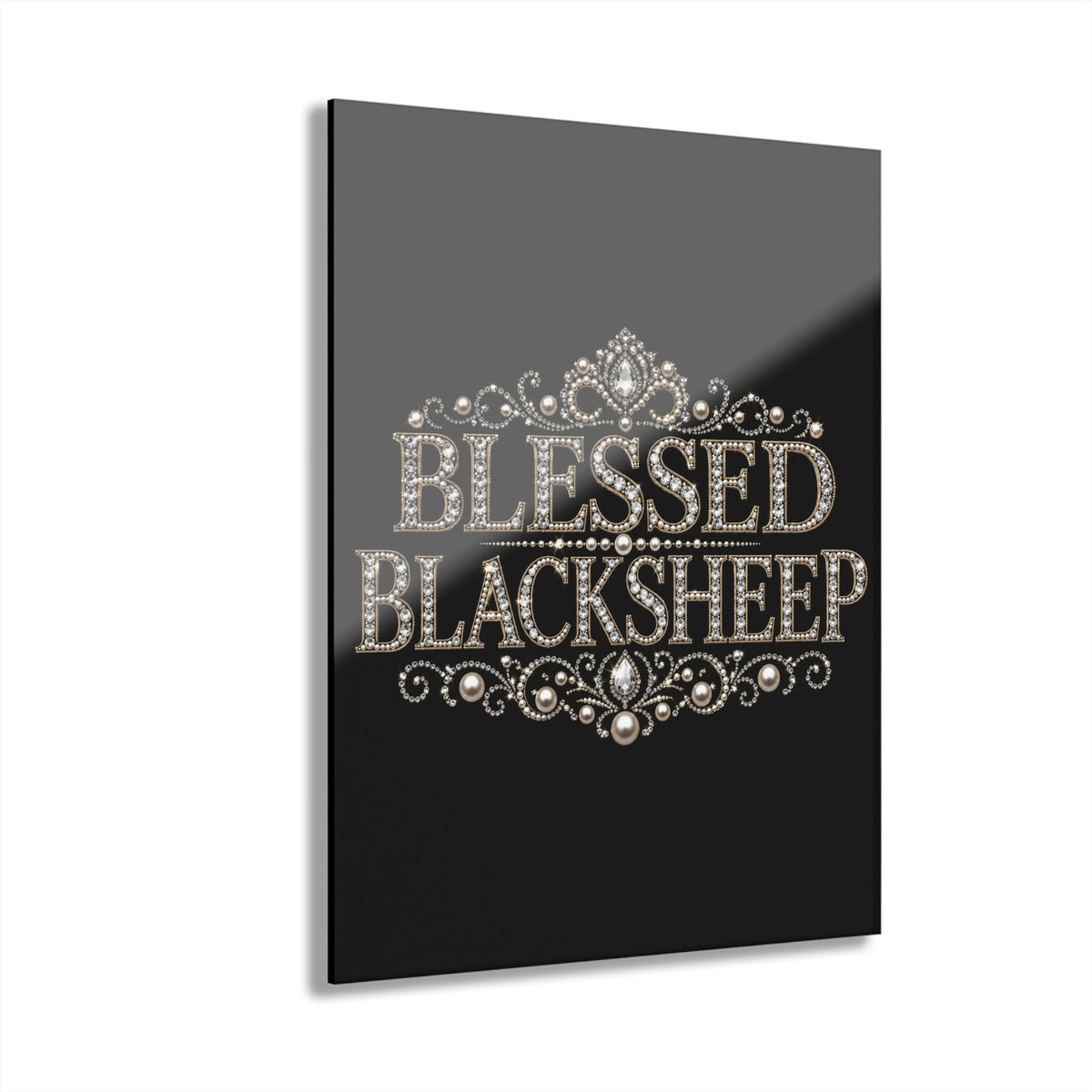 Acrylic Print — ‘Blessed Blacksheep’ Rhinestone Motif Wall Art