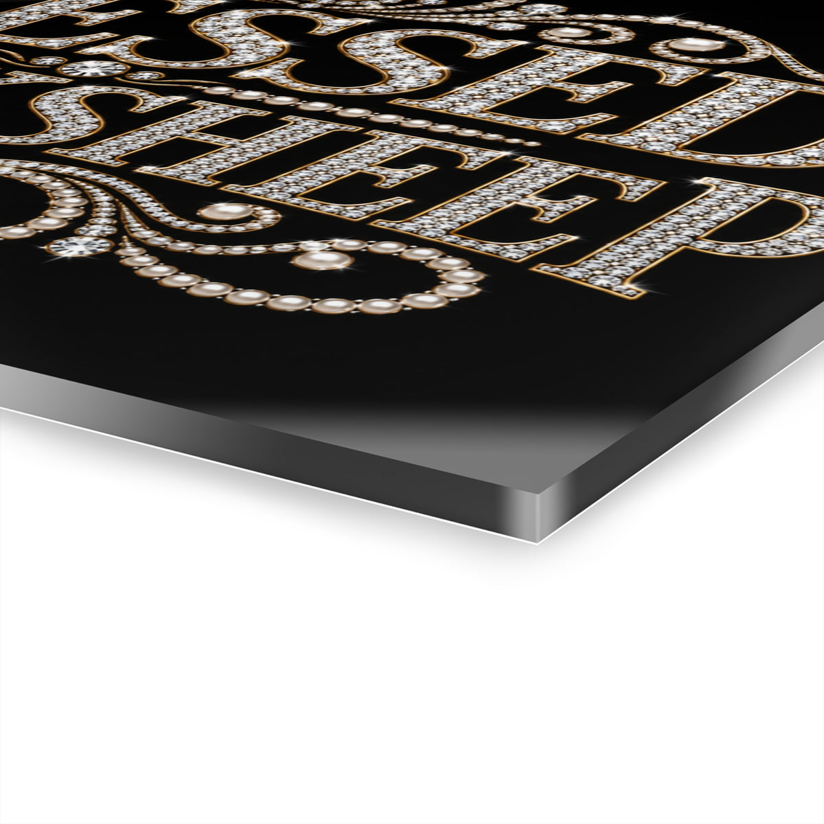 Blessed Blacksheep Acrylic Wall Art — Rhinestone Typography Print