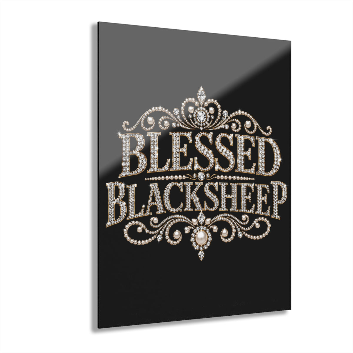 Blessed Blacksheep Acrylic Wall Art — Rhinestone Typography Print