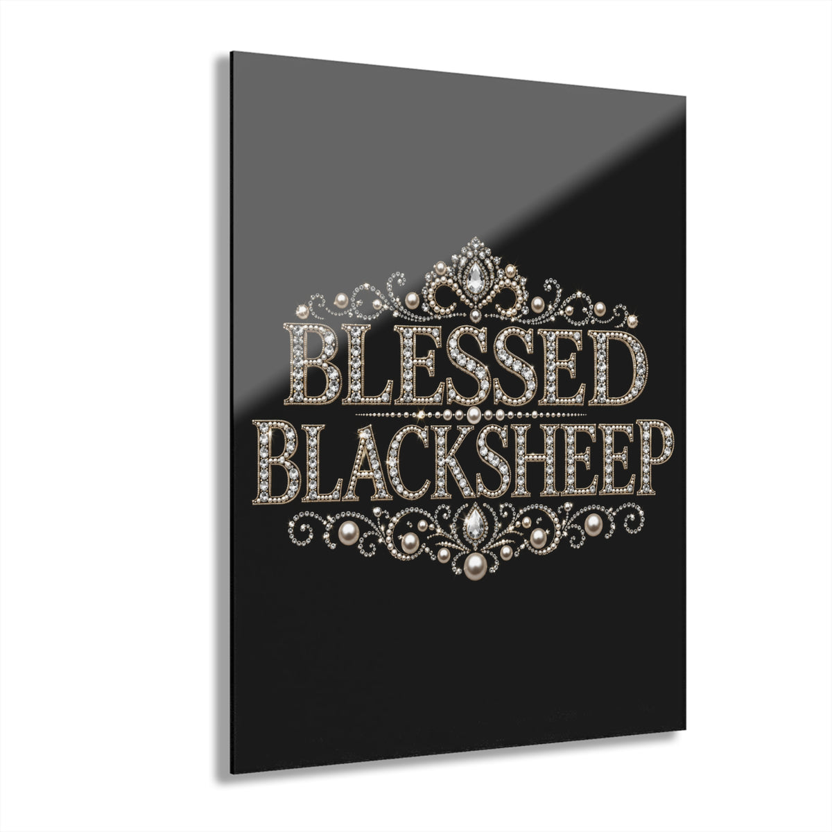 Acrylic Print — ‘Blessed Blacksheep’ Rhinestone Motif Wall Art