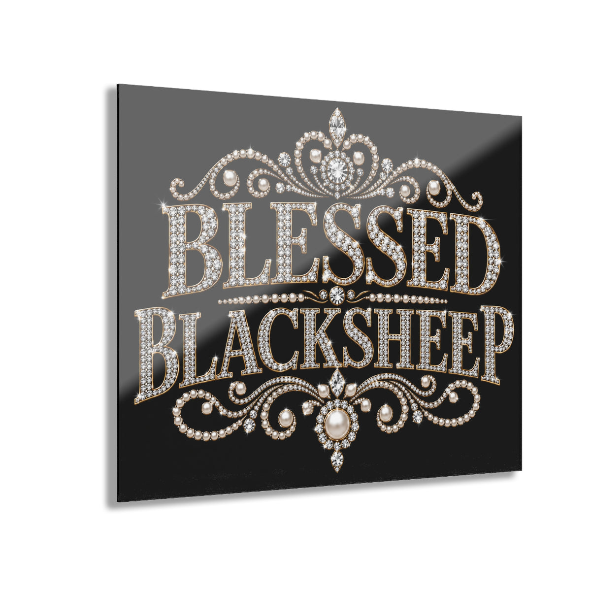 Blessed Blacksheep Acrylic Wall Art — Rhinestone Typography Print