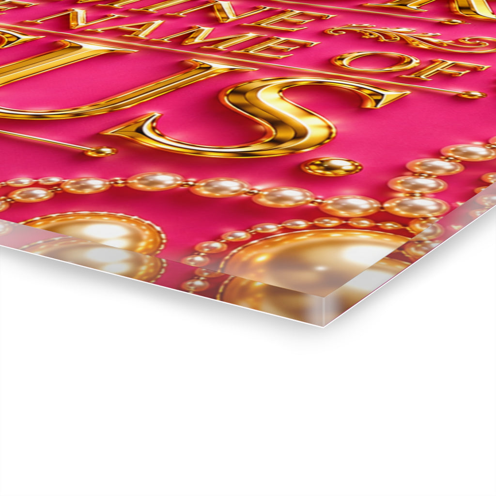 Acrylic Print — "I Decree Total Victory Is Mine In The Name Of Jesus" (Pink Gold Faith Wall Art)
