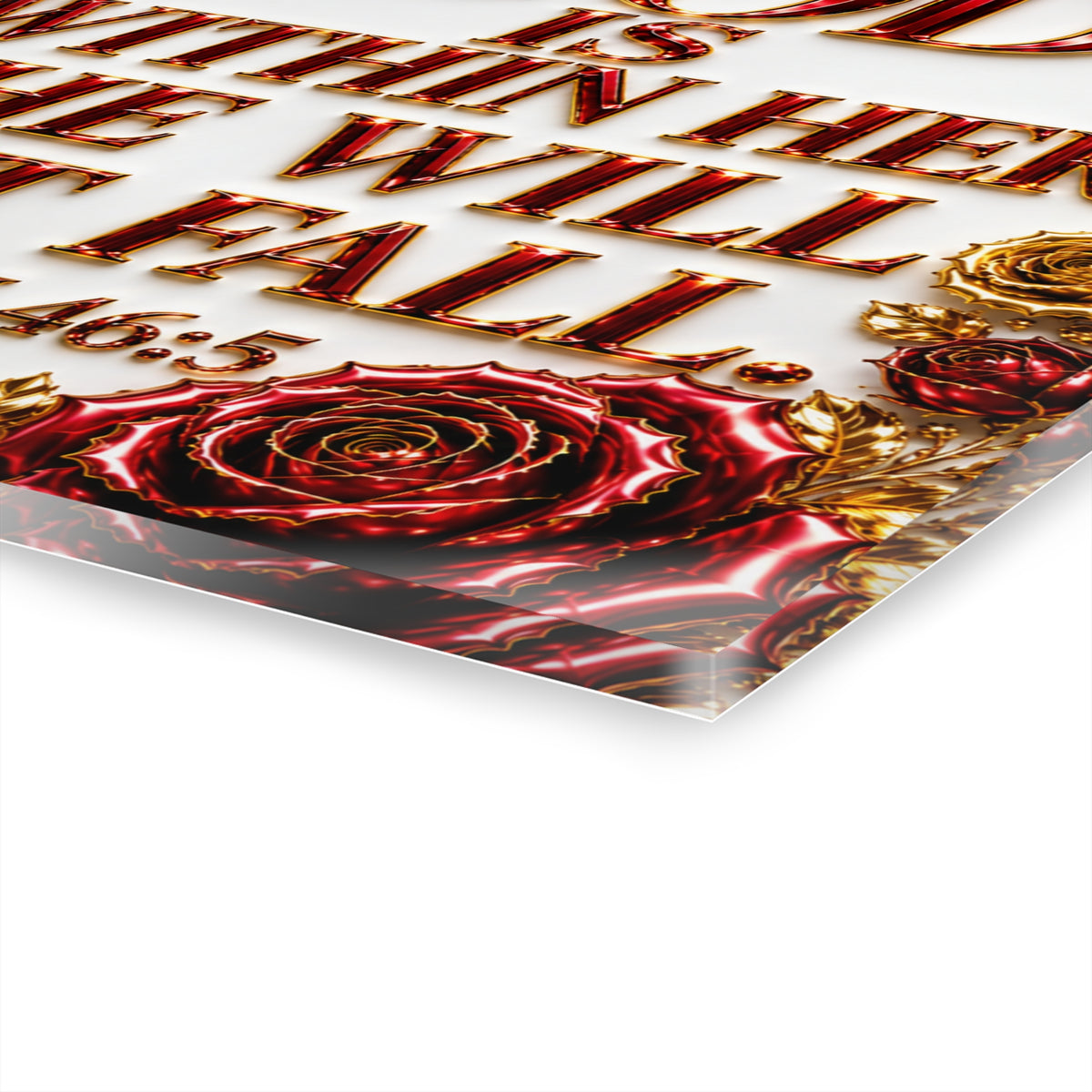 Acrylic Wall Art – “God Is Within Her, She Will Not Fall” Psalm 46:5 Floral Print