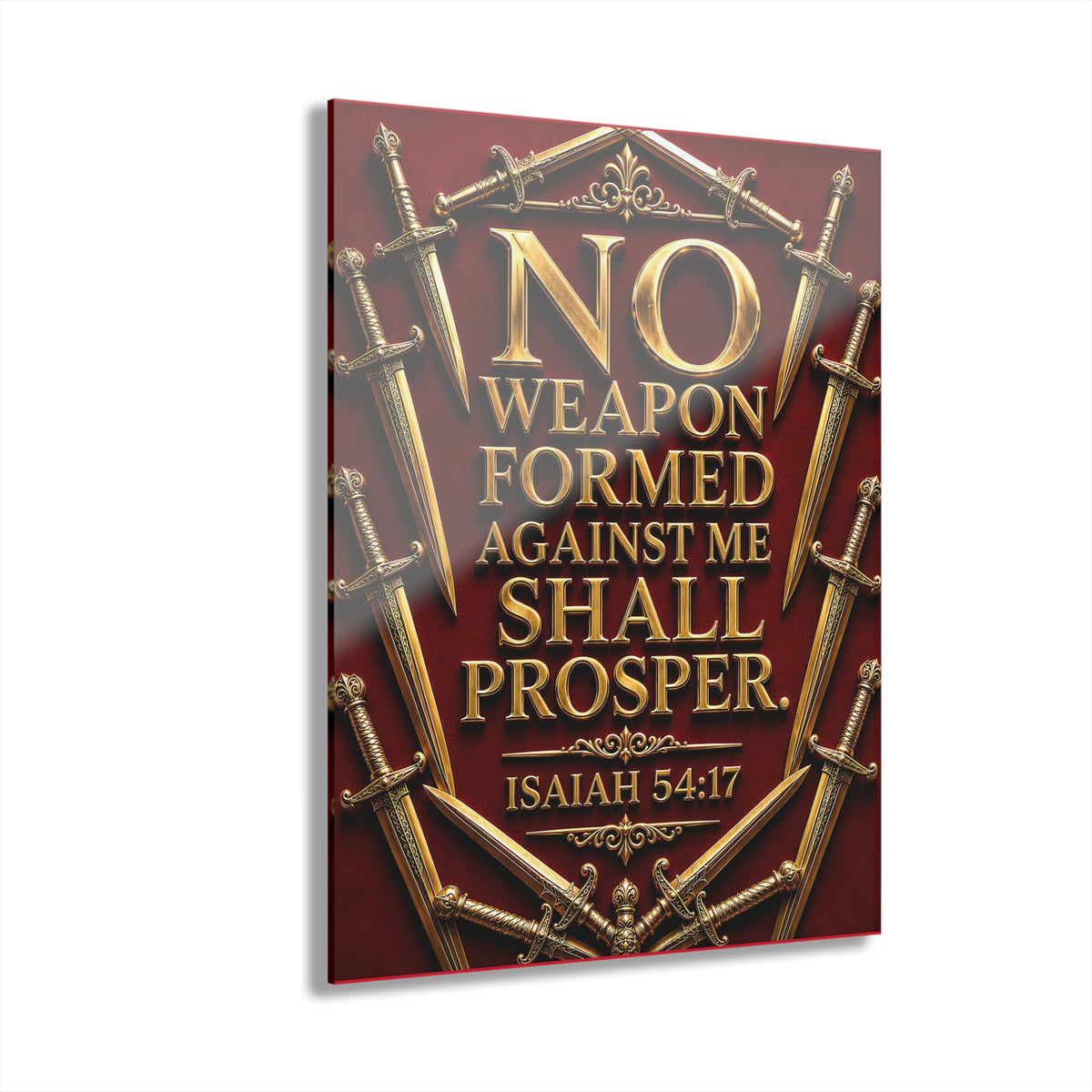 Acrylic Print - "No Weapon Formed Against Me Shall Prosper" (Isaiah 54:17) Christian Wall Art