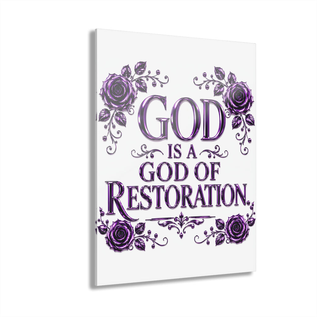 Impresión Acrílica - "Dios Es Un Dios de Restauración" Arte de Pared Religioso (Colgador Francés)