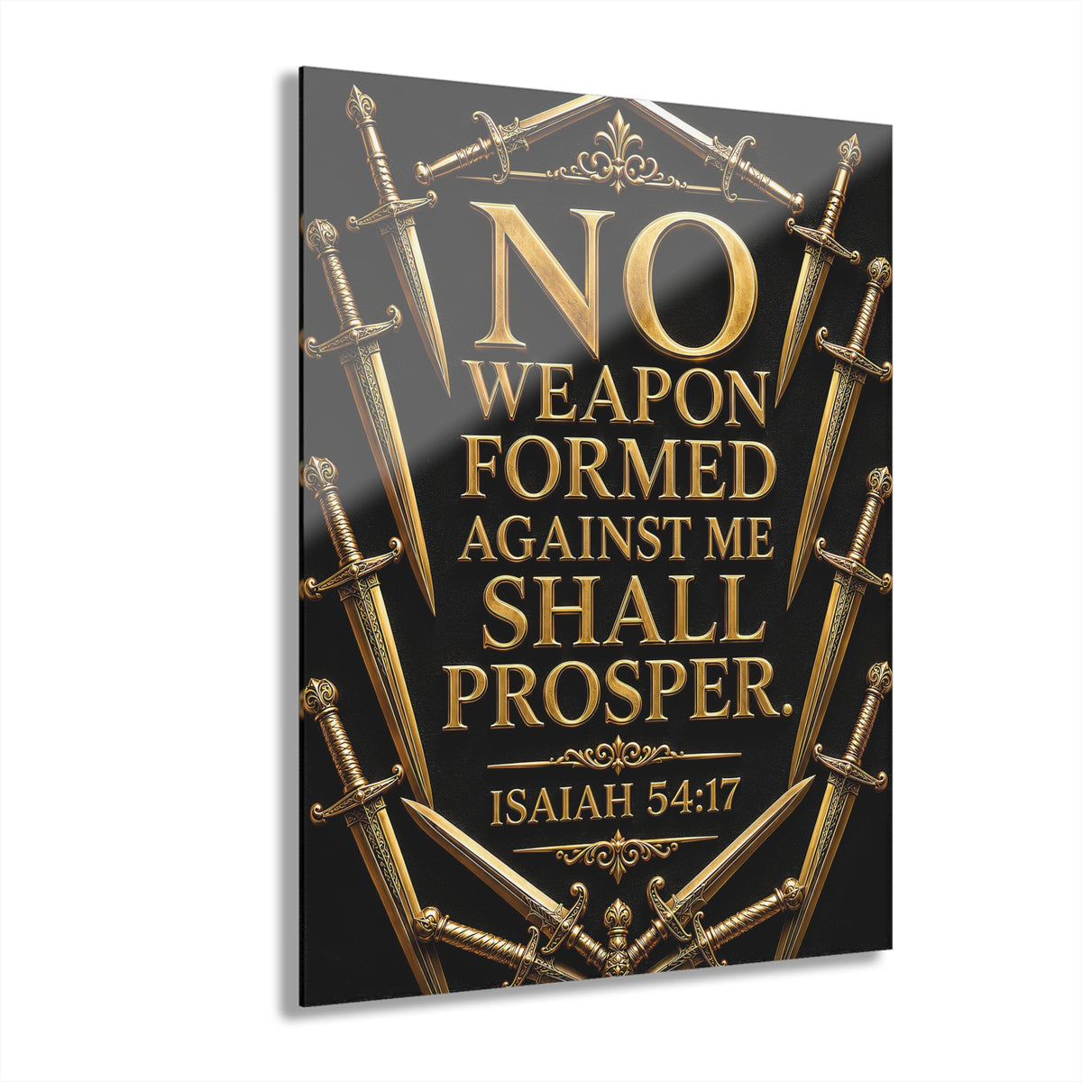 Acrylic Print — "No Weapon Formed Against Me Shall Prosper" (Isaiah 54:17)